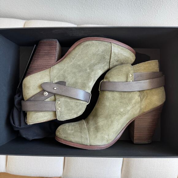 Rag & Bone Harrow Nubuck Suede Ankle Boots Block Heel Hazel EU 38.5/ 8.5 US - Picture 6 of 12